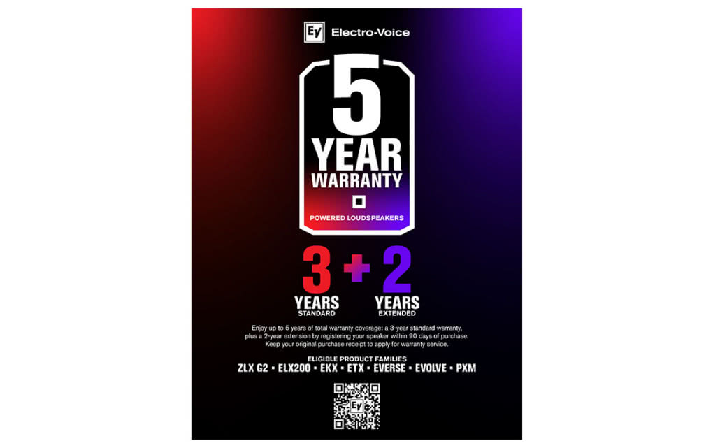 Electro-Voice wydłuża gwarancję na systemy aktywne – nawet do 5 lat